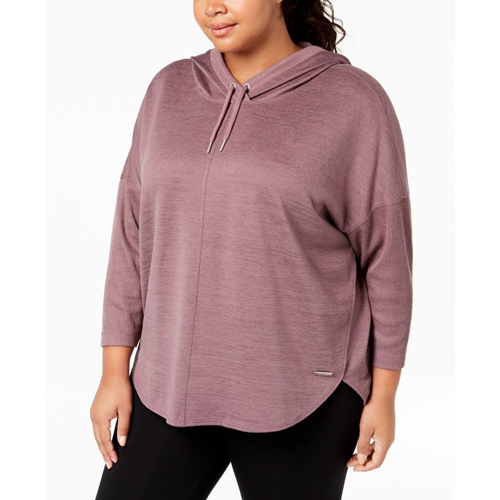 Calvin Klein Womens Performance Plus Size Cowl Neck Curved Hem Hoodie Size:2X